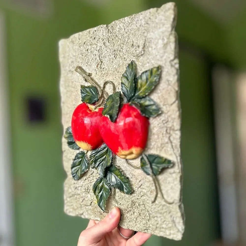Farmhouse Vintage + Rustic 3D Crimson Red Apples Wall Plaque